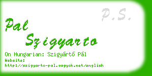 pal szigyarto business card